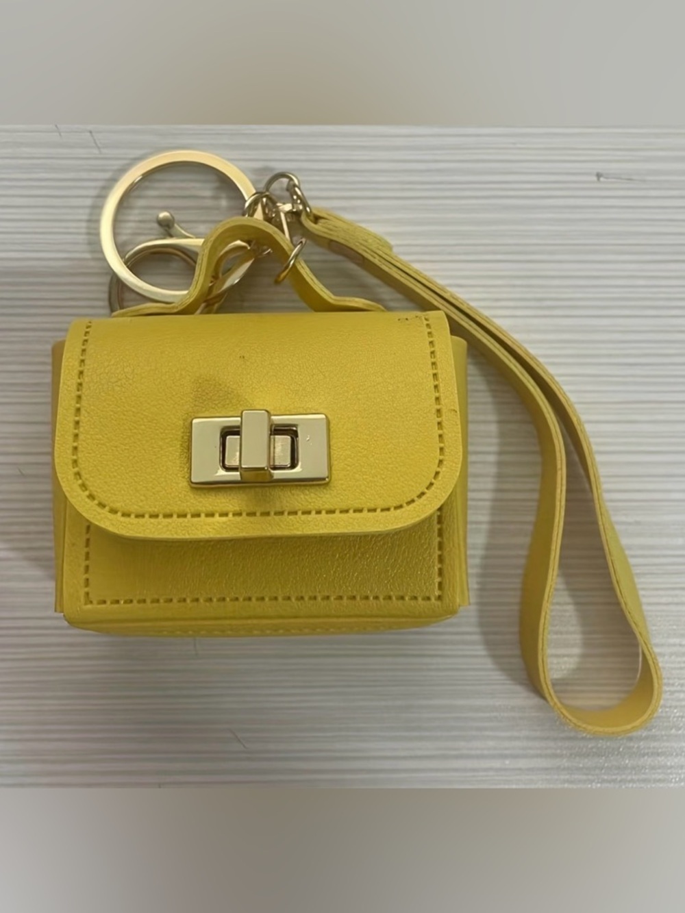 Yellow Mini Purse Key & Card Holder Keychain NWT